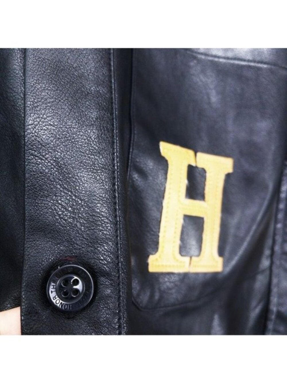 NWT Honor The Gift Vegan Leather Belted Trench Coat S Black Oversized Logo - Picture 11 of 15